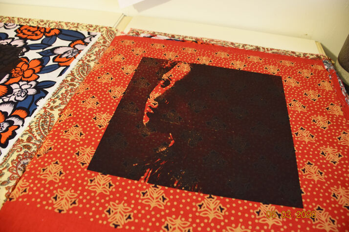 workshop 47 Miriam portrait print on Indian textile