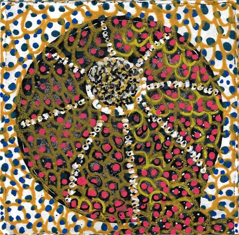 mashaker 38-bead etching & aquatint & painting 2020, 10*10 cm