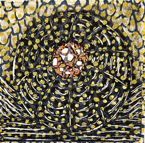 mashaker 36-bead etching & aquatint & painting 2020, 10*10 cm