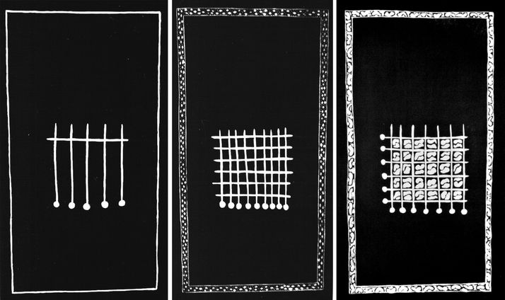 embedded 4 threeptych, etching & aquatint, 1995, 33*60 cm each one