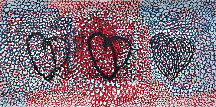 heart 44 טריפטיכון, תצריב צילומי, הדפס רשת וציור, 2016, 48*36 ס\\\\\\\