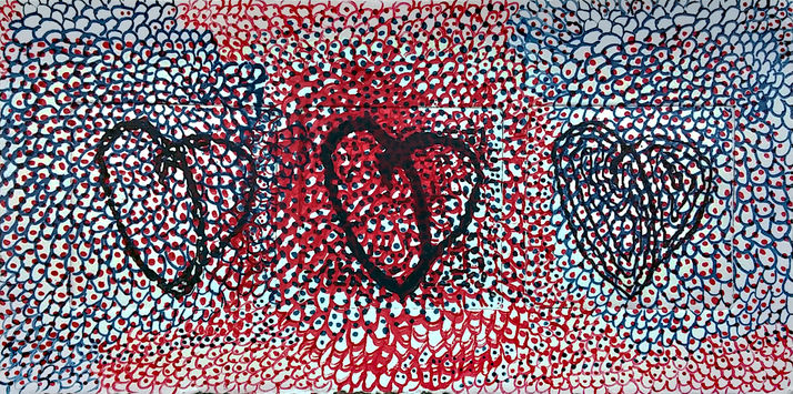 heart 44 triptych, photo etching, screen print & paint, 2016, 36*48 cm