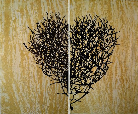 heart 1 deptych, screen print on canvas, 2014, 60*50 cm