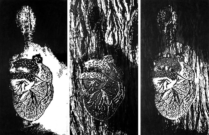 heart 19 triptych, photo etching, 2014, 60*40 cm